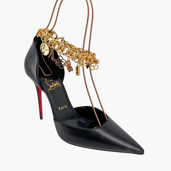Christian Louboutin Gourmi Black Anklet Charm Pumps Heels Size 39.5 US 9.5 - Picture 9 of 16